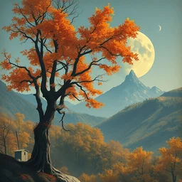 autumn on ganymede. highly detailed, digital painting, watercolor, soviet realism, engraving, artstation, concept art, smooth, sharp focus, illustration, unreal engine 5, 8 k, art by bilibin and kuvshinov and malevich and mucha