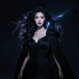 a goddess of dark desires a queen of the seduction, hair and cloak in the wind! with a beautiful symmetrical face!!! cinematic lightning, isolated, studio lighting by tom bagshaw - h 7 6 8