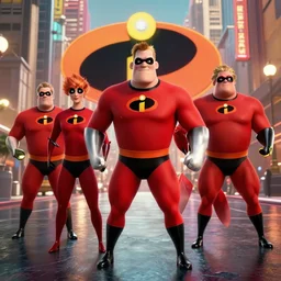 cinematic shot of the incredibles in the mcu