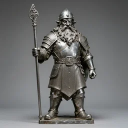 a Metal Statue of a dwarf warrior