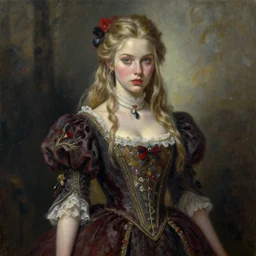 the portrait of madison beer as amazon in intricate dress by roberto ferri, fantasy, witcher, very detailed oil painting, masterpiece, 8 k