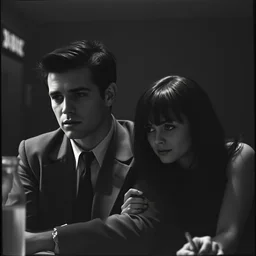 pulp fiction hd fujifilm superia portrait photo of leon the professional and matilda in style of the movie sin city, ilford hp 5 by photo