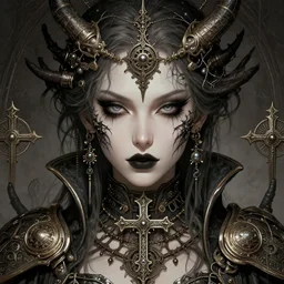 steampunk techwear occultist, chaos magick, leviathan cross, androgynous, beautiful, detailed symmetrical close - up portrait, intricate complexity, in the style of artgerm and ilya kuvshinov, cel - shaded