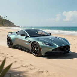 Aston Martin Valhalla in beach,digital art,ultra realistic,ultra detailed, ultra wide Lens, art by greg rutkowski