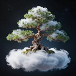 ethereal bonsai tree made of clouds in space by john harris, high octane render, fantasy art artstation