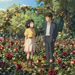 rendering of a scene with a garden of dead roses by makoto shinkai and thomas kinkade, fantasy matte painting, trending on cgsociety and unreal engine, light effect, highly detailed, super wide angle