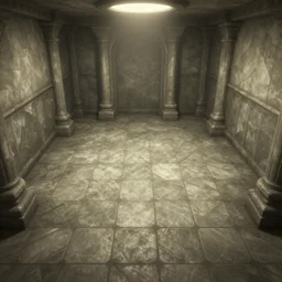 a chamber in a dungeon with warped perspective, tiles on floor, clean lighting, digital art, fantasy art, d & d