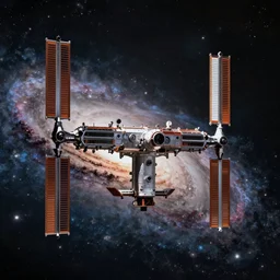 space station in a beautiful galaxy