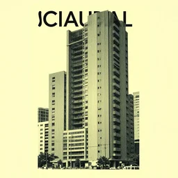 socialmodersist building, light yellow background, brutalist architecture, poster, screen print, raster, detailed, hyperrealism