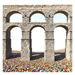 acrylic pattern aqueduct and arches 3 6 0 panorama 3 - point perspective escher style pattern of colorful balls unfinished