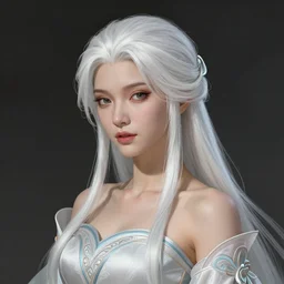 Princess Yue with white hair from avatar the last airbender, fantasy, intricate, elegant, highly detailed, digital painting, artstation, concept art, matte, sharp focus, illustration, art by Artgerm and Greg Rutkowski and Alphonse Mucha