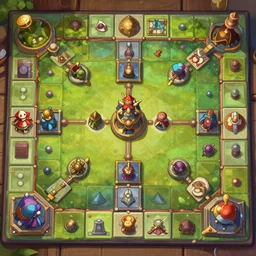 a board game, trending on artstation, fantasy style, hearthstone style, symmetry, top view, by studio ghibli