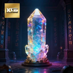 A giant, glowing crystal sits in the center of a dark room, Strange symbols line the walls, and a soft light glows from somewhere deep within the room, highly detailed, digital photo, HDRI, by christopher bretz and kael ngu, vivid colors, high contrast, 8k resolution, intricate, photorealistic, smooth, psychedelic color scheme, concept art, award winning, behance contest winner