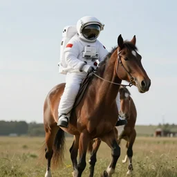 astronaut with horse on his head