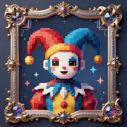 baroque bedazzled gothic bedazzled futuristic frames surrounding a pixelsort highly detailed portrait of a colorful maximalist maximalism deocra cute jester art of divine pixiv anime girls, a hologram by penny patricia poppycock, pixabay contest winner, holography, irridescent, photoillustration, maximalist vaporwave