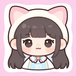 illustration, k - art, chibi characters, with border, cat ears, pastel vibrant, kawaii, human, stiker, icon, cartoon, south park hero, vector art, smooth style beeple, by thomas kinkade hearstone league of legends dofus overwatch