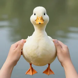 realistic anthropomorphic duck with human arms, 4k photograph