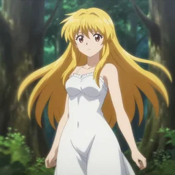 isekai beautiful anime girl hestia danmachi, kamisama standing in forest. flat face. beautiful face, catchlight, aesthetic, golden ratio. beautiful lineart, ranking on contest, artstation, soft lighting, artistic pose, character concept, cinematic, motion blur, chromatic abberation. anime tv screenshot.