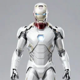 fully white iron man suit, 4k realistic photo