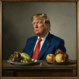 Dutch Still Life from the 1600s, old oil painting: Donald Trump
