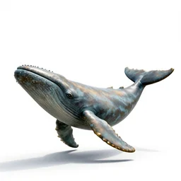 bronze statue of a humpback whale, studio photography, full body, isolated on a pure white background, centered, entire subject in frame, sharp focus, soft studio lighting