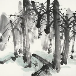 zen, trees, ink