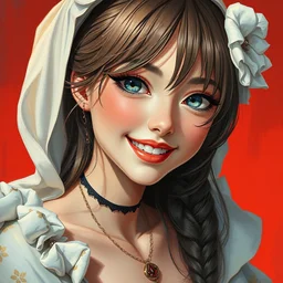 a high fashion studio stunning portrait of a beautiful anime girl, smile, painting by gaston bussiere, craig mullins, j. c. leyendecker