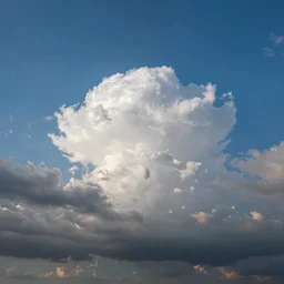wide angle sky with bright virgin mary cloud in center