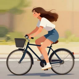 Expressive painting of girl riding a bicycle, digital art by Krenz Cushart, trending on artstation