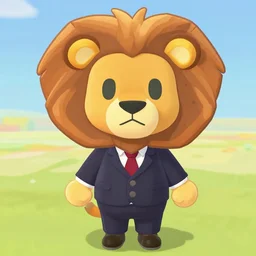 anthro lion character wearing a suit and tie, animal crossing style, animal crossing artwork, animal crossing concept art