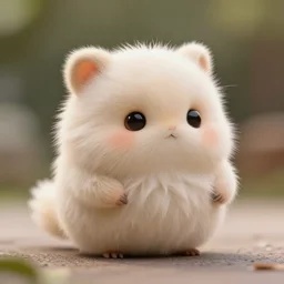 small cute fluffy creature, low depth of field, very detailed