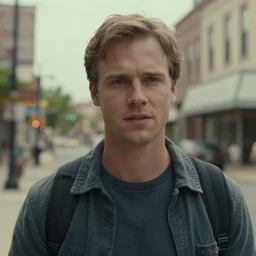 healthy main street, film still from the movie directed by denis villeneuve, close up