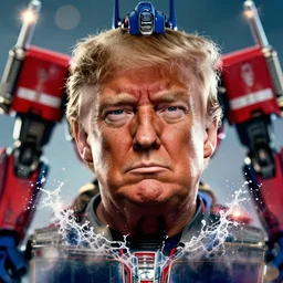 donald trump! as optimus prime in ( gears of war ), splash art, maga, patriot, movie still, detailed face, photorealistic facial features, cinematic lighting, dramatic, octane render, long lens, shallow depth of field, bokeh, anamorphic lens flare, 8 k, hyper detailed, 3 5 mm film grain