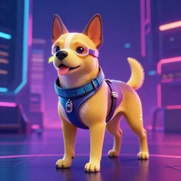 cyberpunk dog, digital art