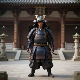 samurai warrior in a a monastery dedicated to worshiping artificial intelligence