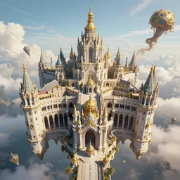palace in the sky, 4 k, intricate detailed, jaw dropping, gorgeous, surreal, octane render