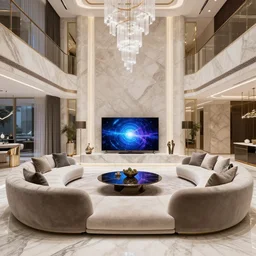 luxury singaporean living room with multiversal tv and couch by james jean and peter mohrbacher and ruan jia, set in travertine terraces, elegant, majestic, mystical, high - end