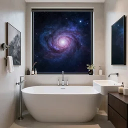 a bathroom overlooking the universe