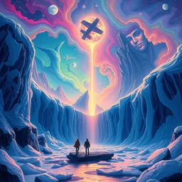 a psychedelic realm in an icy land untethered from all natural law wrapped in love and understanding at the end of all known existence ~ by petros afshar ~ ross tran ~ tom whalen ~ peter mohrbacher ~ artgerm ~ lisa frank ~ bob ross