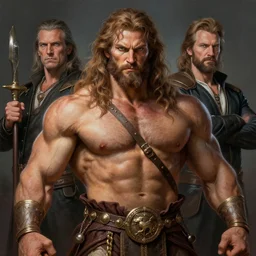 a magical portrait of the god of strength, art by boris vallejo and greg danton and denys tsiperko, detailed, hyperrealism, artstation