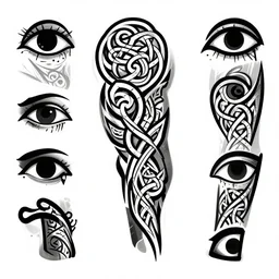 tattoo tribal sleeve design, vector pattern elements, celtic, sprite sheet, tribal eyes vector image,