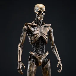 terminator statue, dark background