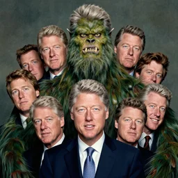 Bill Clinton, multiple heads, monster