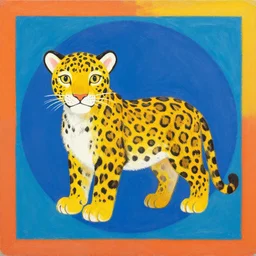 a beautiful painting lovely toy leopard, by kusama yayoi and murakami color screen printing