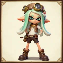 splatoon nintendo one character dynamic poses digital painting on canvas, victorian steampunk, yoji shinkawa, yoshitaka amano, cyberpunk, trending on artstation, featured on pixiv, cinematic composition, 8 k