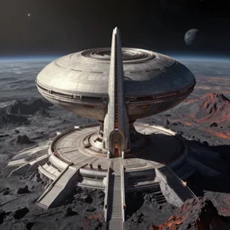 the imperial base from Star Wars: Rogue One on Scarif placed on a volcanic planet concept art by Doug Chiang, cinematic,