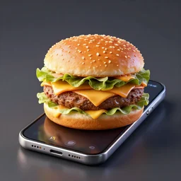 big mac smartphone by mcdonalds digital product concept art render 3 d detailed