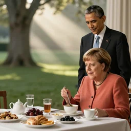 angela merkel making breakfast for obama