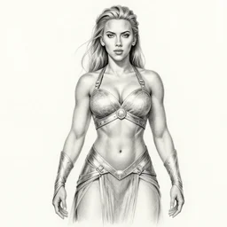 muscular scarlett johansson as a lightning elemental god, fully clothed, pencil and ink, afro samurai anime style, black and white, dramatic lighting, soaking wet, heavy rain!
