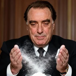 Silvio Berlusconi made of white powder cocaine